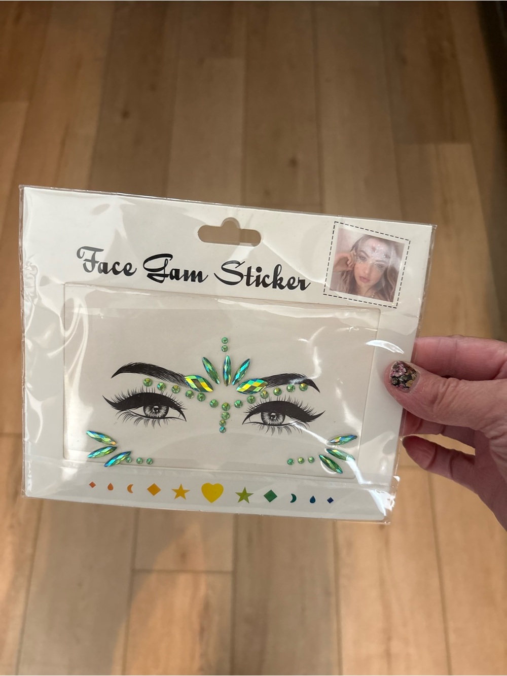 NEW Sealed Green Iridescent Face Gem Stickers Eye Makeup Rhinestone Festival